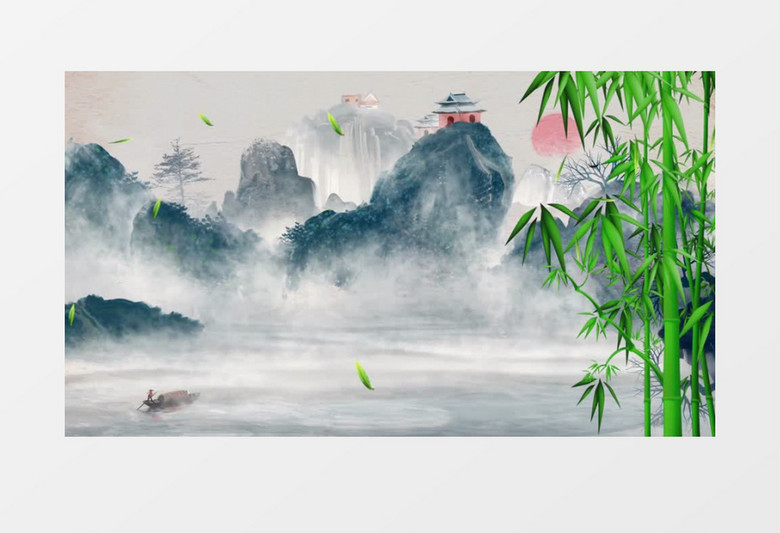 中国风水墨画唯美背景ae模板