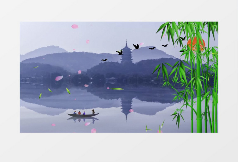 中国水墨风唯美背景ae模板
