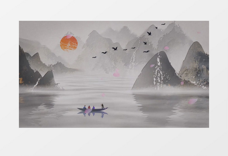 水墨中国风背景唯美视频ae模板