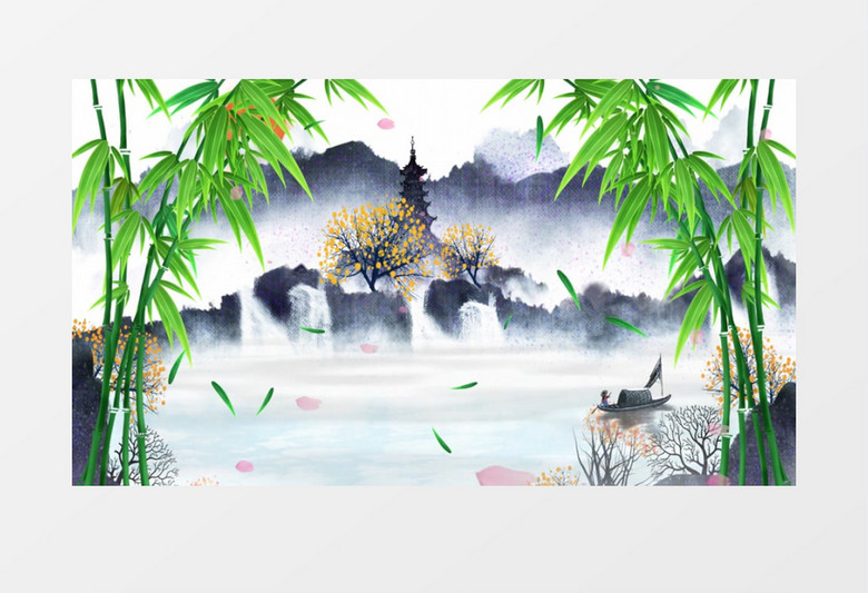 中国风水墨唯美背景视频ae模板