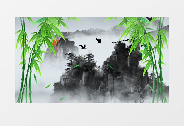 中国风水墨画唯美背景视频ae模板