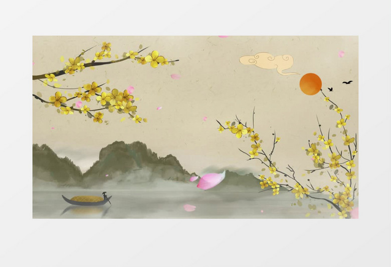 中国风水墨唯美背景AE模板