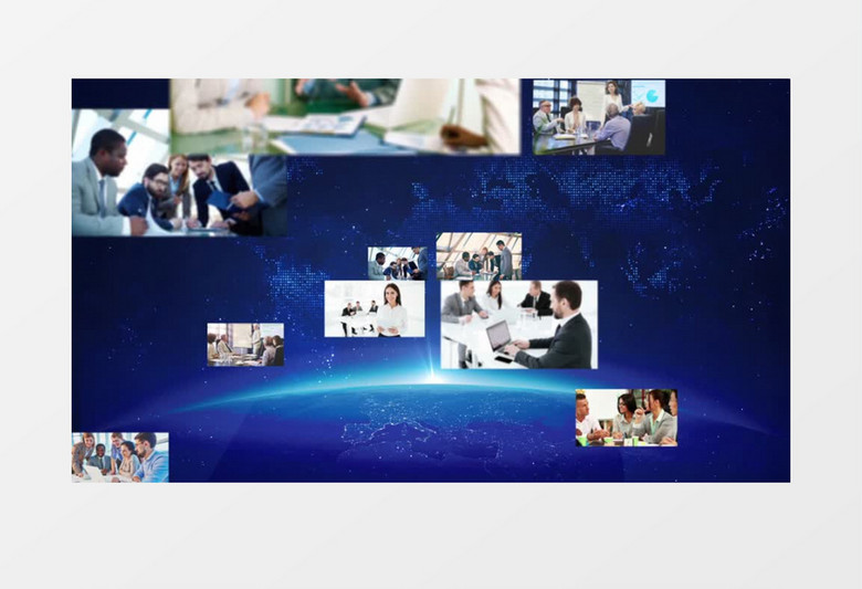 深蓝色科技感企业LOGO照片汇聚AE模板