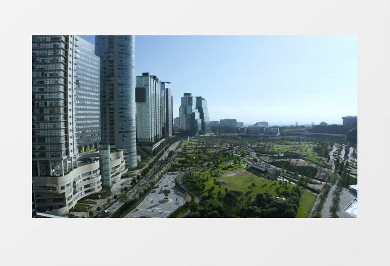 清新城市风航拍推镜头实拍视频