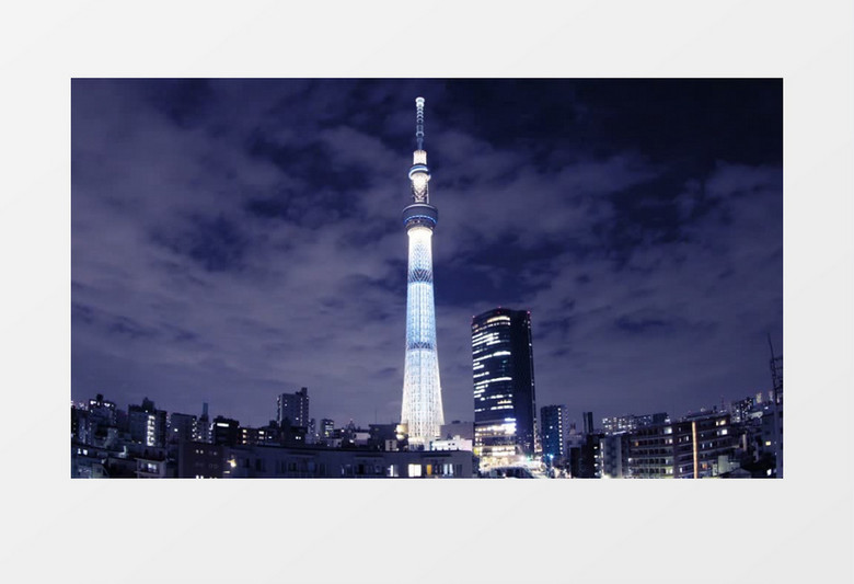 大气城市塔灯夜景展示实拍视频