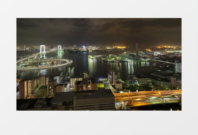 城市夜景天际线展示实拍视频