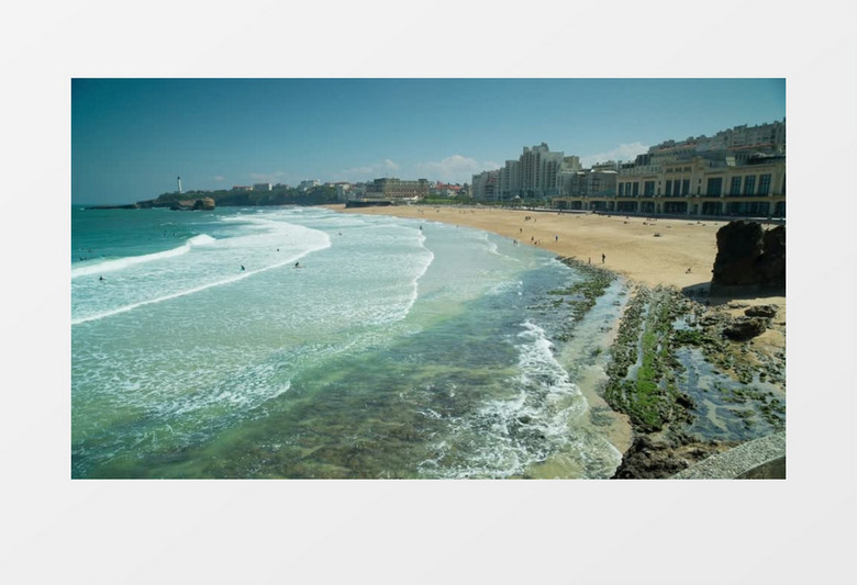 海浪拍打天际线展示实拍视频