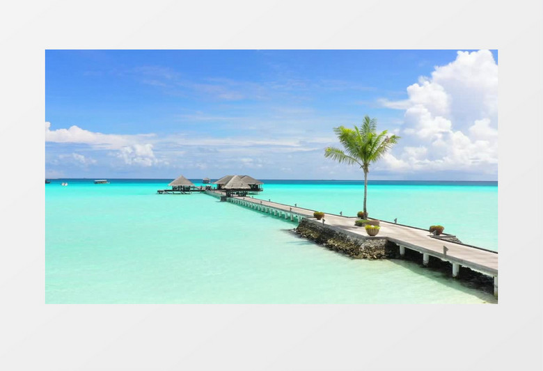 清新海岸天际线展示实拍视频