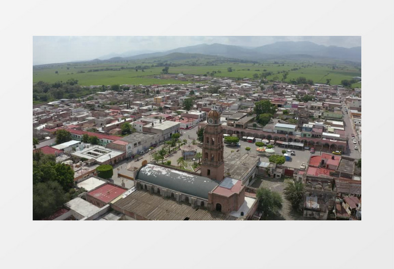 白天城市绿色树林展示实拍视频