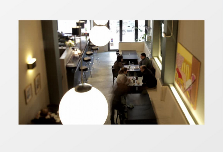 延时摄影俯拍极简主义风格餐厅实拍视频素材