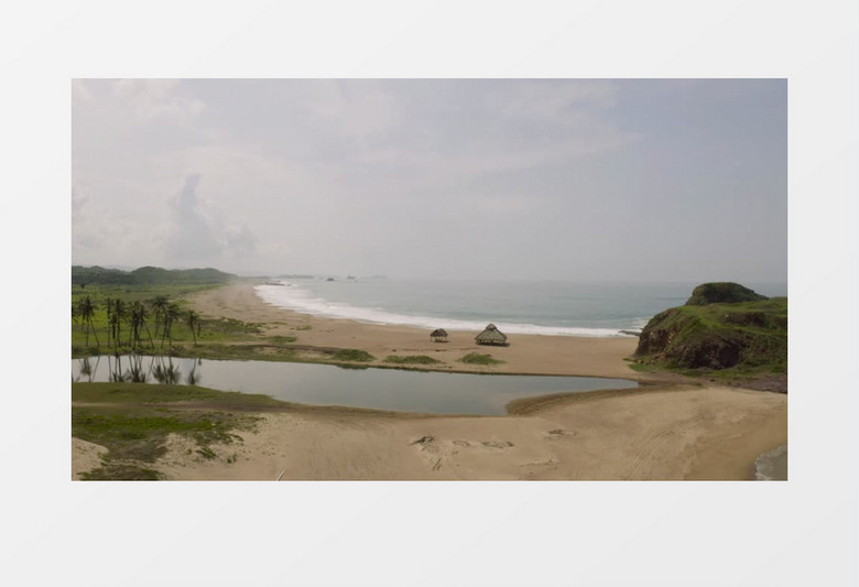 孤独海岸海滩建筑风景实拍视频