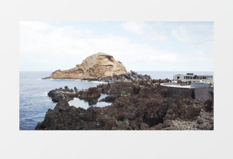 海滩岩石风貌风景实拍视频