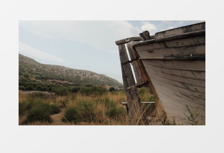 荒岛废弃木船自然景色视频