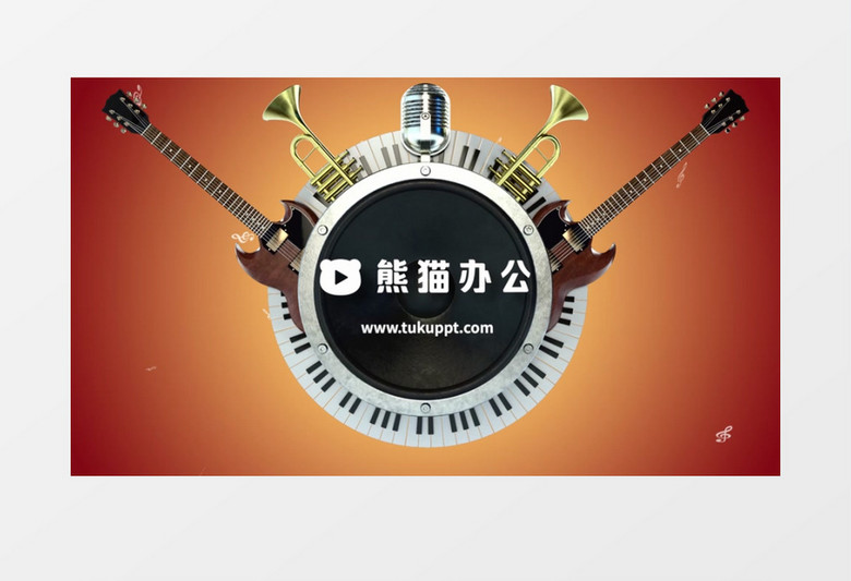 3D音乐吉他Logo展示pr模板