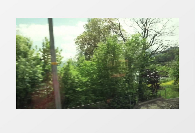 住宅附近火车窗外美丽风景实拍视频