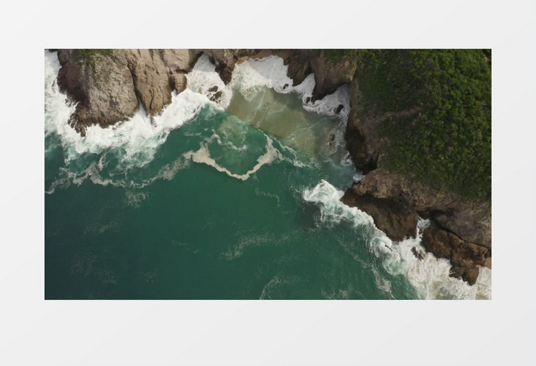 悬崖大海激流壮丽景色实拍视频