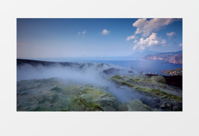 火山附近海域自然景观实拍视频