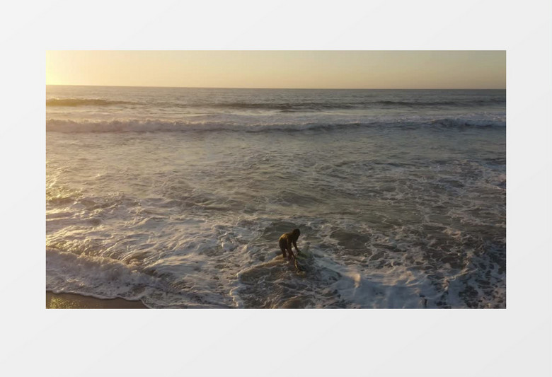 日落冲浪沙滩风光视频模板