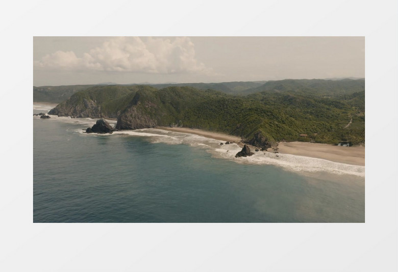 延绵海岸线景色实拍视频