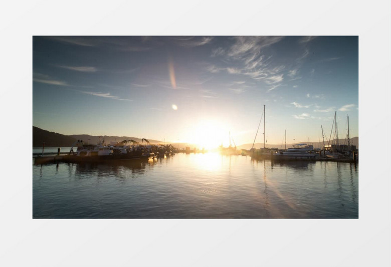 港口日落时分美景实拍视频