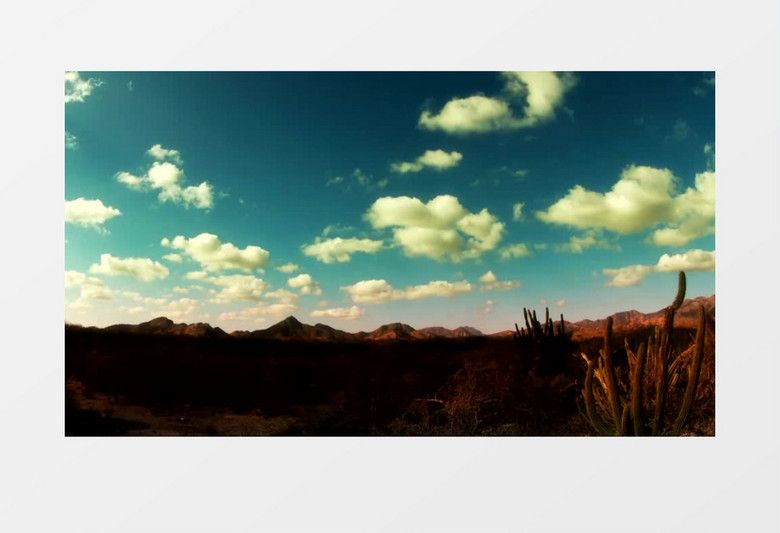蓝天白云沙漠实景延时摄影实拍视频