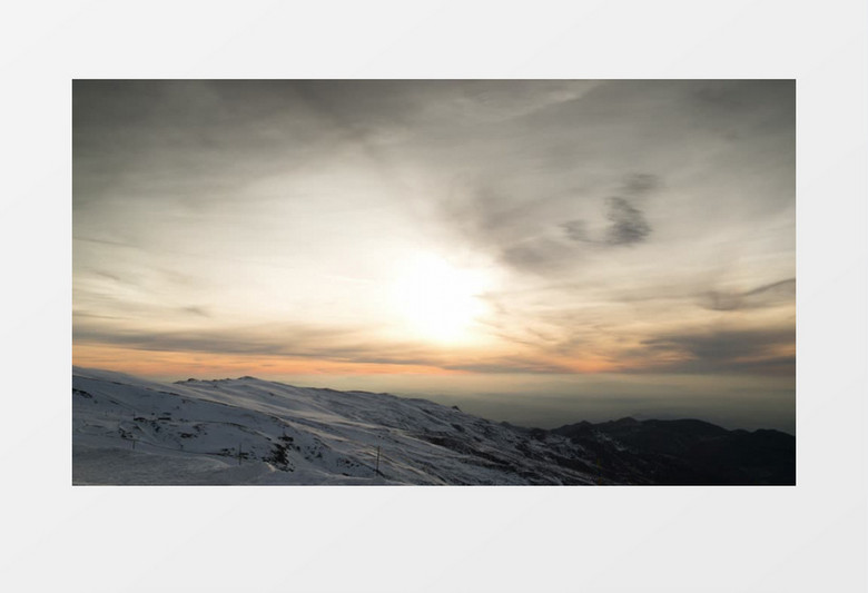 雪山夕阳落日美景实拍视频
