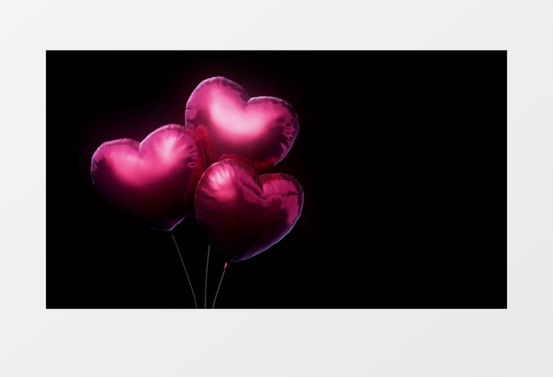 3个粉红色爱心气球缓缓飘起动态视频元素