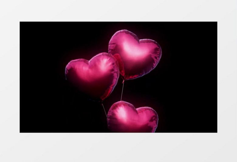 3个粉红色爱心气球慢慢飘起动态视频元素