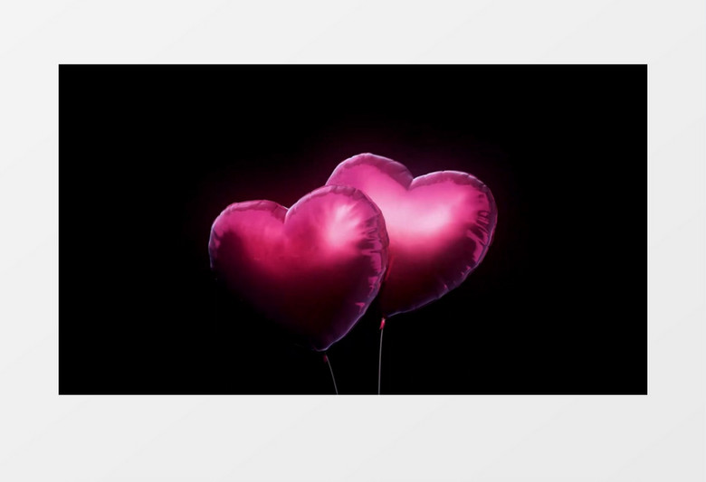 2个粉红色爱心气球缓缓飘起动态视频元素