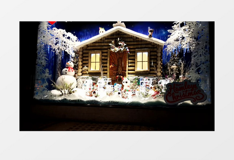 实拍圣诞商店橱窗实拍视频素材