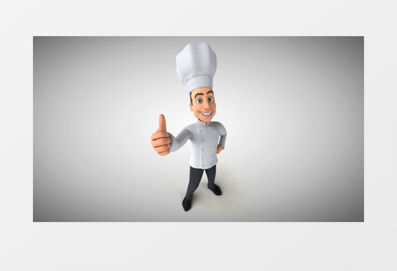 卡通厨师人偶竖大拇指视频素材