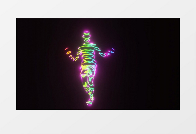 3D彩色光效转圈的舞者视频素材