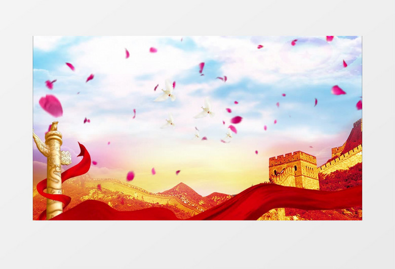 鲜花飘落飞扬党建背景视频