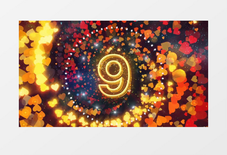 唯美心型烟花粒子倒计时片头edius视频模板