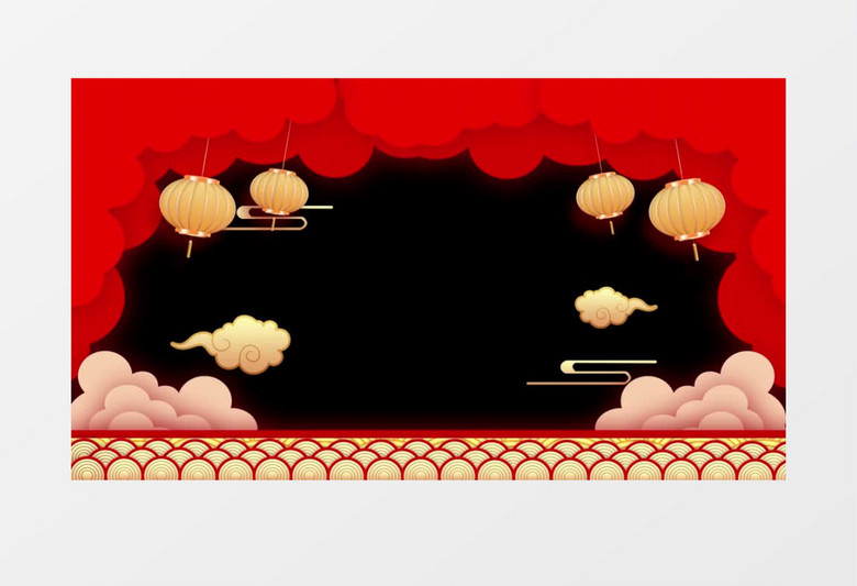 中国风剪纸风灯笼新年喜庆背景