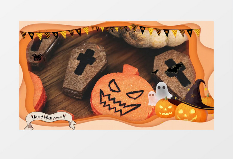 可爱卡通风万圣节儿童相册PR视频模板