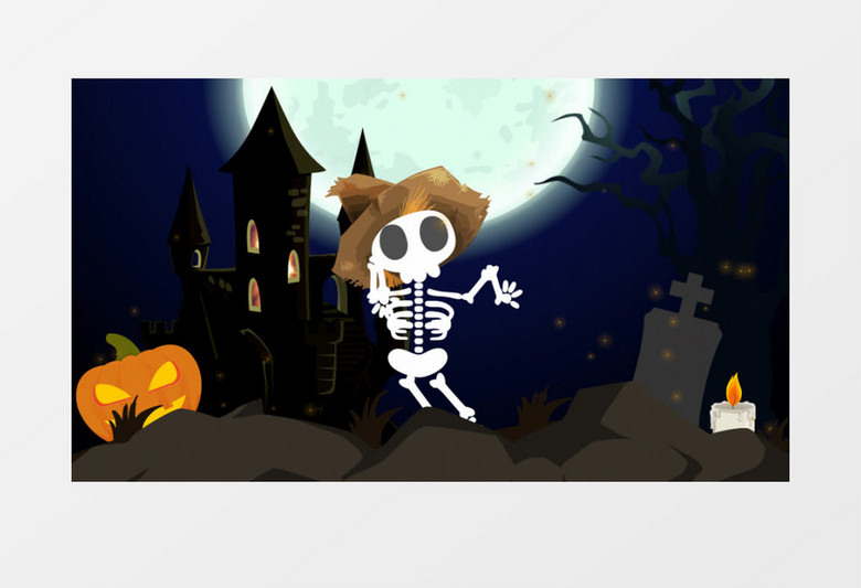 AE万圣节来鬼混骷髅跳舞搞怪AE模板