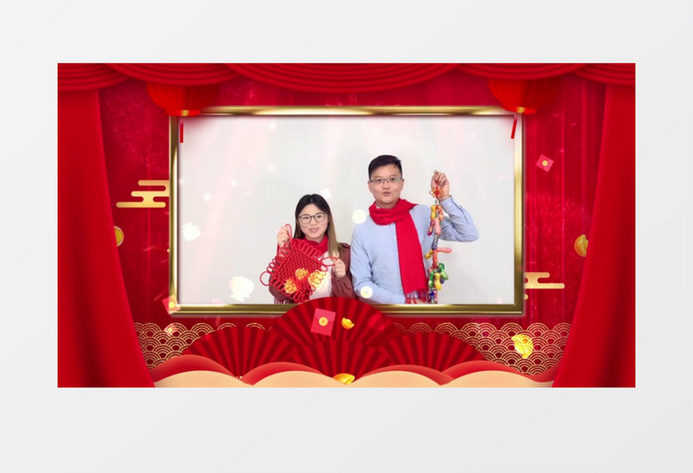 喜庆春节元旦拜年视频边框AE视频模板