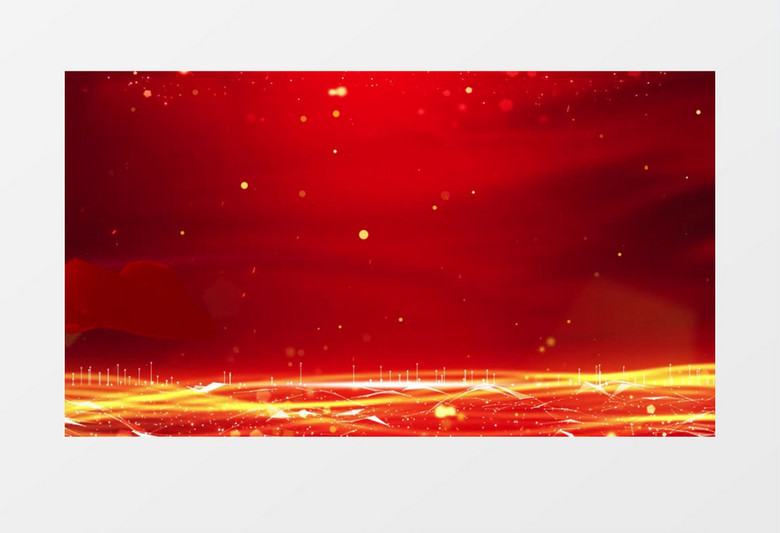 红色党政金属大气金色粒子背景视频片头