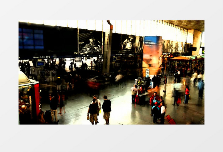 延时拍摄候车室人群来回走动视频素材