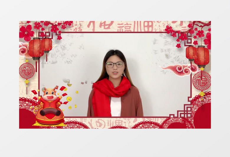创意中国风新年春节拜年祝福视频edius视频模板
