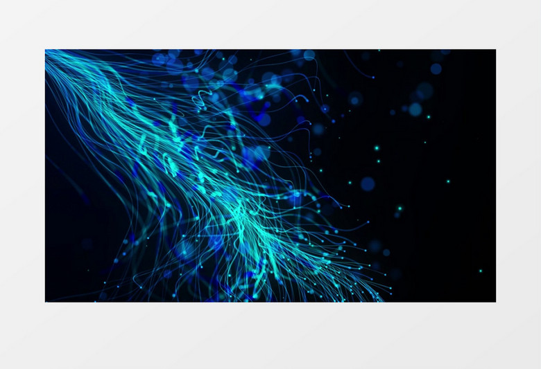 飞舞的蓝色线条粒子和圆形粒子背景视频