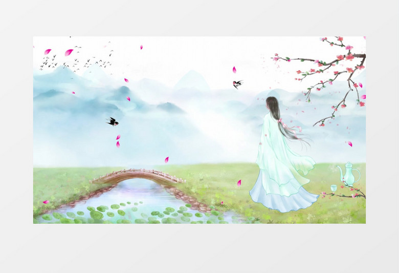 春暖花开踏青旅游背景视频