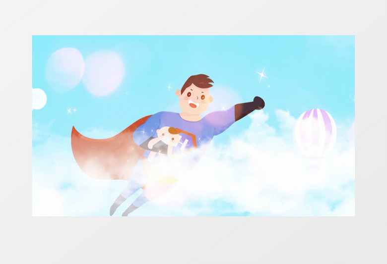 清新卡通温暖父亲节片头展示pr模板