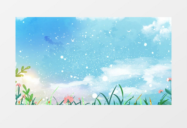 卡通花朵小草背景视频素材