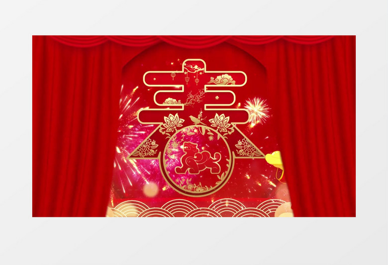 红色喜庆春字背景展示pr模板