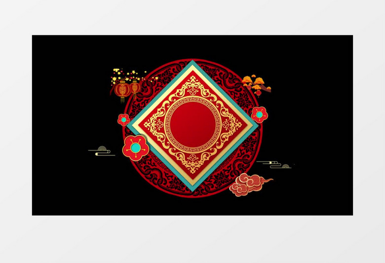 4K喜庆中国风剪纸圆形窗花边框动画元素后期素材