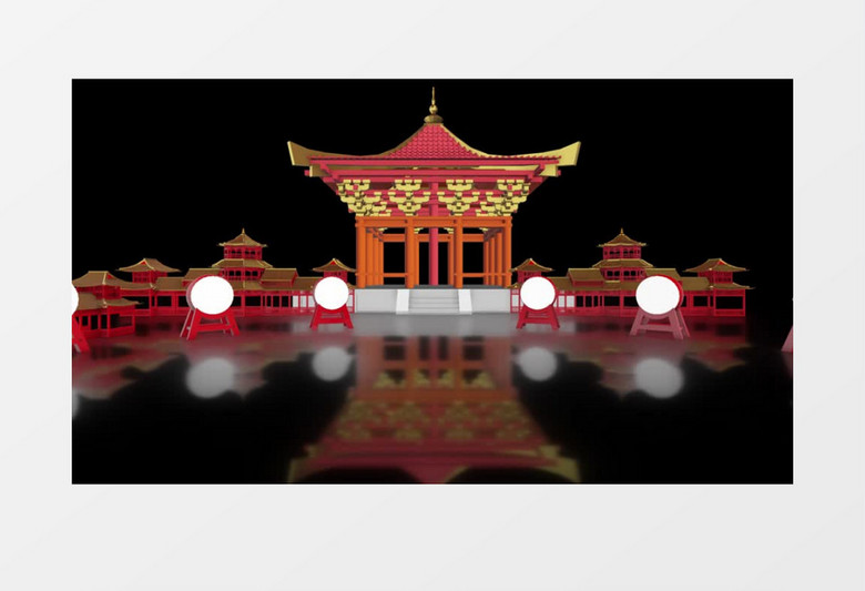 古典中国古风舞台背景带透明通道后期素材