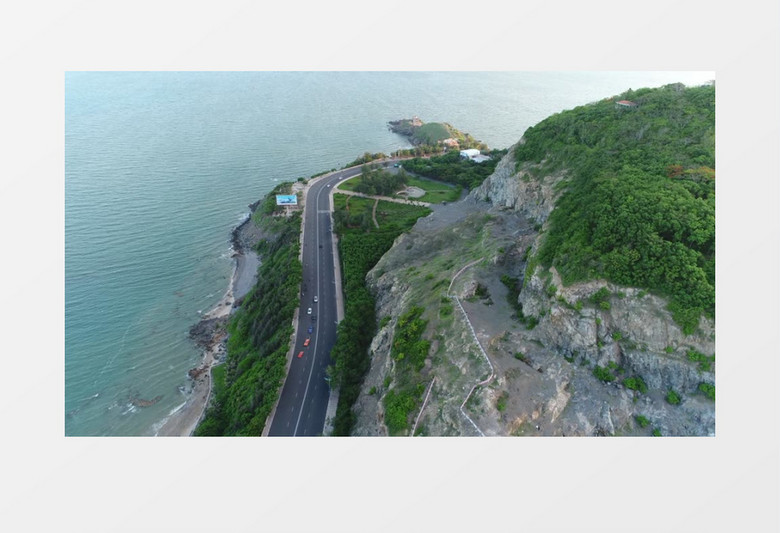 实拍海边的沿海公路景观实拍视频素材