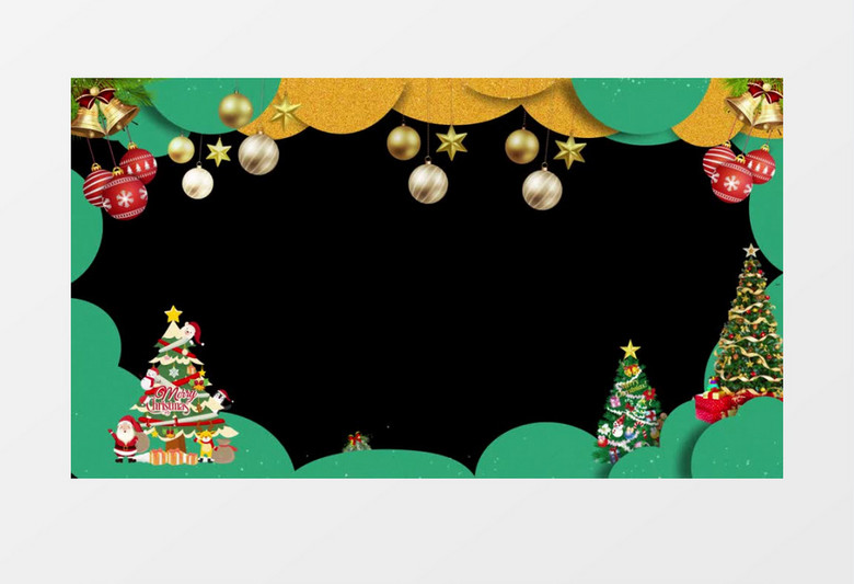 圣诞节卡通圣诞老人绿色节日边框后期素材